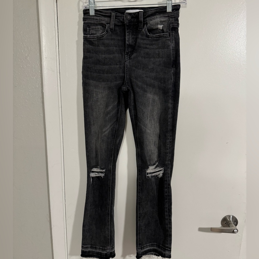 Vervet Black Distressed Straight Leg Jeans